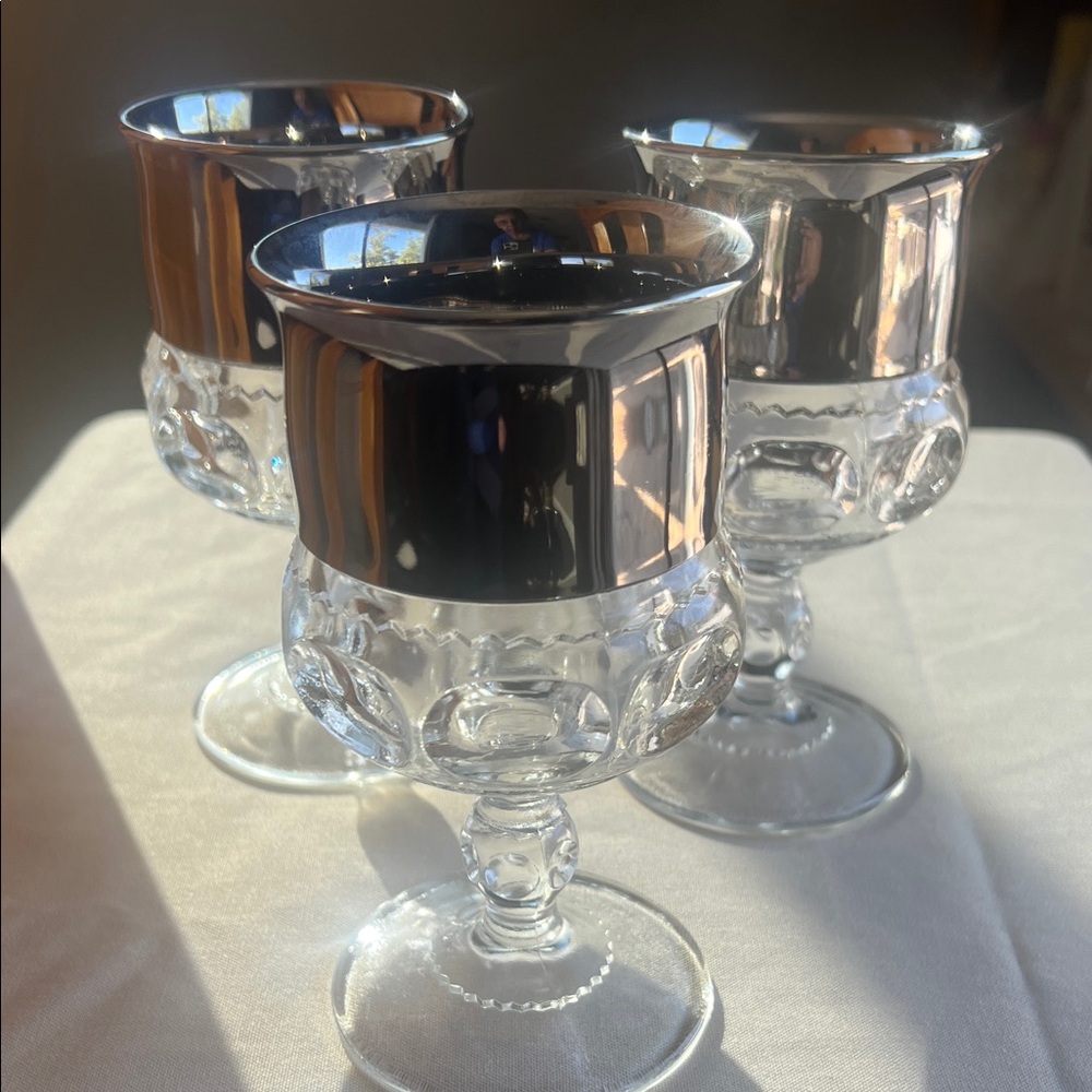 Silver Rimmed Glass Goblets